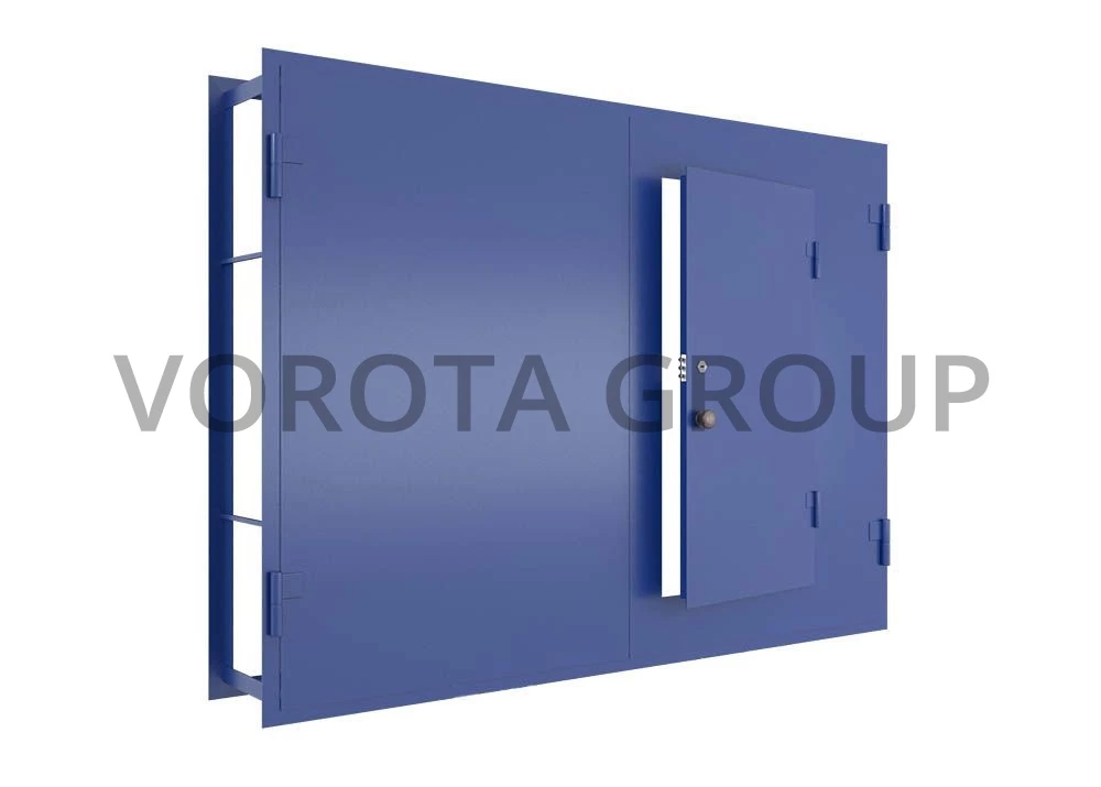 Металлические гаражные ворота Doorhan синего цвета 3500x2500