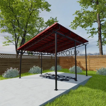 Односкатный навес из металлочерепицы 6500*12000 окрас по RAL, Н-1620