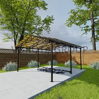 Двухскатный навес с арочным основанием янтарного цвета, сотовый поликарбонат 5500*7000