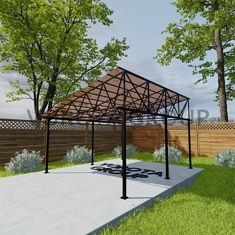 Треугольный навес янтарного цвета, сотовый поликарбонат 5500*14000