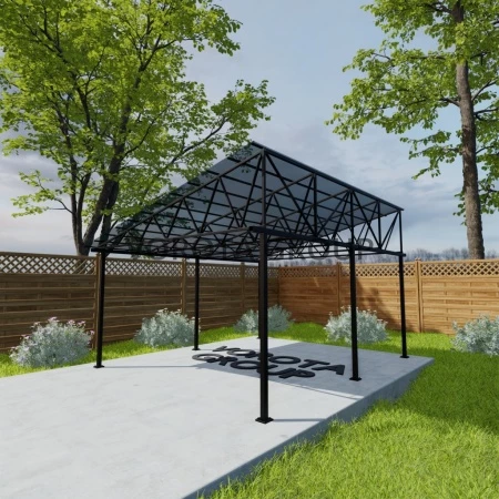 Треугольный навес изумрудного цвета, монолитный поликарбонат 4500*14000