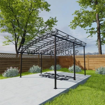 Полуарочный навес прозрачного цвета, монолитный поликарбонат 4500*10000